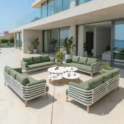 Online Set da giardino in alluminio 12 posti 8 pezzi Monte Carlo Bianco e verde rosmarino Salotto Da Giardino