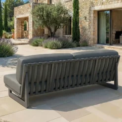 Discount Set da giardino in alluminio 7 posti 6 pezzi Long Beach Grigio Salotto Da Giardino
