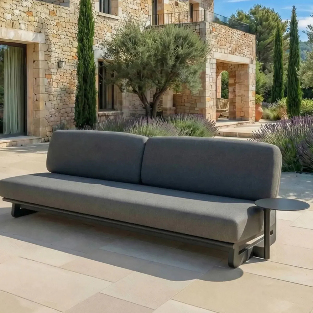 Discount Set da giardino in alluminio 7 posti 6 pezzi Long Beach Grigio Salotto Da Giardino