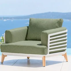 Sale Set da giardino in alluminio 3 pezzi Monte Carlo Bianco e verde rosmarino Salotto Da Balcone|Salotto Da Giardino