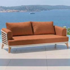 Best Set da giardino in alluminio 4 posti 5 pezzi Monte Carlo Bianco e terracotta Salotto Da Giardino