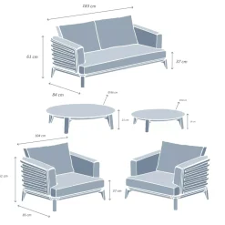 Discount Set da giardino in alluminio 4 posti 5 pezzi Monte Carlo Grigio antracite e verde rosmarino Salotto Da Giardino