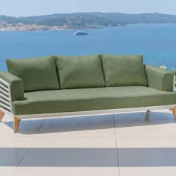 Best Set da giardino in alluminio 5 posti 5 pezzi Monte Carlo Bianco e verde rosmarino Salotto Da Giardino