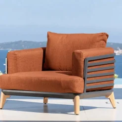 Clearance Set da giardino in alluminio 5 posti 5 pezzi Monte Carlo Grigio antracite e terracotta Salotto Da Giardino