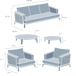 Clearance Set da giardino in alluminio 5 posti 5 pezzi Monte Carlo Grigio antracite e terracotta Salotto Da Giardino