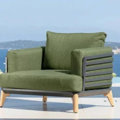 Set da giardino in alluminio 5 posti 5 pezzi Monte Carlo Grigio antracite e verde rosmarino Salotto Da Giardino