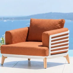 Set da giardino in alluminio 7 posti 6 pezzi Monte Carlo Bianco e terracotta Salotto Da Giardino