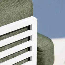 Set da giardino in alluminio 7 posti 6 pezzi Monte Carlo Bianco e verde rosmarino Salotto Da Giardino