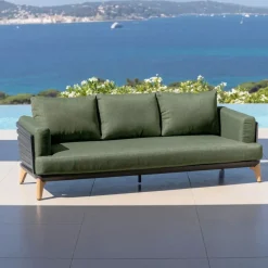Clearance Set da giardino in alluminio 7 posti 6 pezzi Monte Carlo Grigio antracite e verde rosmarino Salotto Da Giardino