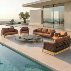 Online Set da giardino in alluminio 12 pezzi Monte Carlo Grigio antracite e terracotta Salotto Da Giardino