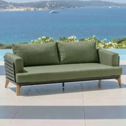 Best Set da giardino in alluminio 12 pezzi Monte Carlo Grigio antracite e verde rosmarino Salotto Da Giardino