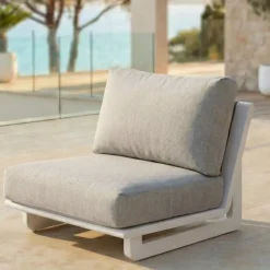 Sale Set da giardino in alluminio 2 posti 3 pezzi Long Beach Bianco cenere e beige Salotto Da Balcone|Salotto Da Giardino