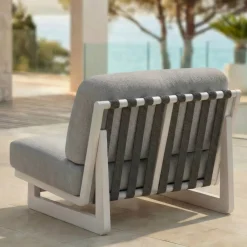 Discount Set da giardino in alluminio 2 posti 3 pezzi Long Beach Bianco cenere e grigio chiaro Salotto Da Balcone|Salotto Da Giardino