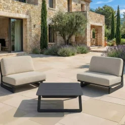 Online Set da giardino in alluminio 2 posti 3 pezzi Long Beach Grigio antracite e tortora Salotto Da Balcone|Salotto Da Giardino