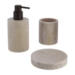 Set di accessori bagno in Travertino Naturale