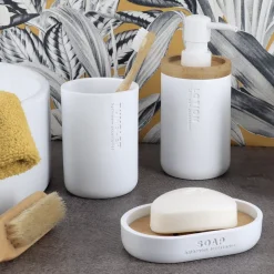 Set di accessori bagno Purebamboo Bianco