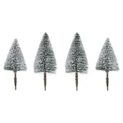 Set di 4 alberi di Natale con clip (Alt 16 e 13 cm) Foresta incantata Verde innevato