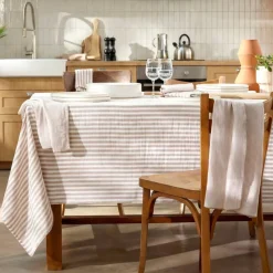 Clearance Set di 2 asciugamani in garza di cotone (50 x 70 cm) Gaïa a righe Corda Accessori Cucina