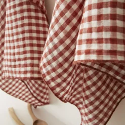 Clearance Set di 2 asciugamani in garza di cotone (50 x 70 cm) Gaïa vichy Terracotta Accessori Cucina