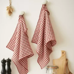 Clearance Set di 2 asciugamani in garza di cotone (50 x 70 cm) Gaïa vichy Terracotta Accessori Cucina
