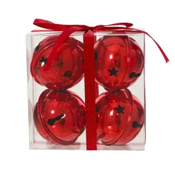 Set di 4 campanelle in metallo (D11 cm) Christmas Nova Rosso