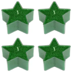 Set di 4 Candele per scaldavivande Stelle Verde glitterato