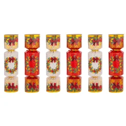 Set di 6 crackers natalizi Festività Rosso e Bianco