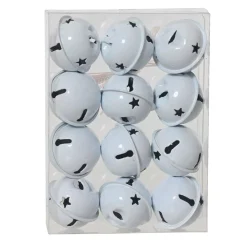 Set di 12 decorazioni natalizie sospese in metallo (D3 cm) Campanelli d'inverno Bianco