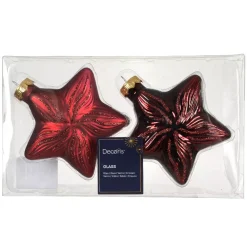 Set di 2 decorazioni natalizie in vetro (H10 cm) Stelle Celesti Bordeaux