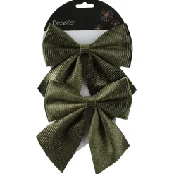 Set di 2 Fiocchi di Natale (H15 cm) Londra chic Verde