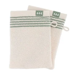 Hot Set di 2 guanti da toilette in cotone (15 x 21 cm) Jeanne e Avorio Guanti In Spugna|Biancheria Bagno