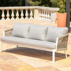 New Set di mobili da giardino Amalfi Bianco 5 posti Salotto Da Giardino