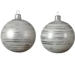 Set di 6 palline di Natale di vetro (D80 mm) Rya Bianco