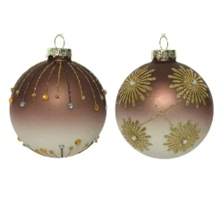 Set di 3 palline di Natale di vetro (D80 mm) Musc Marrone