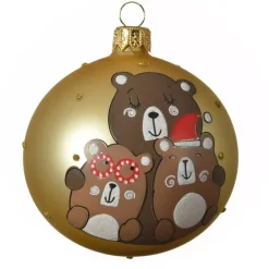 Set di 6 palline di Natale di vetro (D80 mm) Family Oro