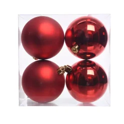 Set di 4 palline di Natale (D100 mm) Aravis Rosso