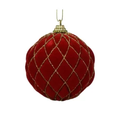 Set di 12 palline di Natale (D80 mm) Buckingham Rosso e oro
