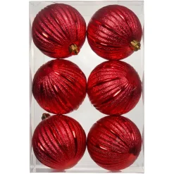 Set di 6 Palline di Natale (D80 mm) Glitter Rosso