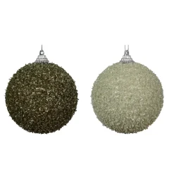 Set di 12 palline di Natale (D80 mm) glitter Rosmarino e Menta bianca