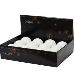 Set di 12 palline di Natale (D80 mm) Glitter Bianco