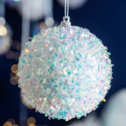 Set di 12 palline di Natale (D80 mm) glitter Bianco iridescente