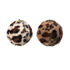 Set di 12 palline di Natale (D100 mm) Leopardo Beige e marrone