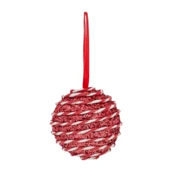 Set di 6 Palline di natale (D80 mm) Righe Fantasia Rosso e bianco
