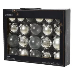 Set di 21 palline di Natale in vetro (D60 a 75 mm) Assortite Cristallo Argento