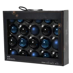 Set di 21 palline di Natale in vetro assortite Cristallo Blu notte