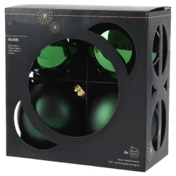 Set di 4 palline di Natale in vetro (D100 mm) Boreale Verde abete
