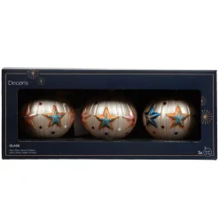Set di 3 palline di Natale in vetro (D80 mm) Circo stellato Perla