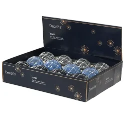 Set di 12 palline di Natale in vetro (D80 mm) Majestic Blu e trasparente