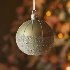 Set di 6 palline di Natale in vetro (D80 mm) Ballotine Verde Rosmarino