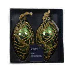 Set di 2 palline di Natale in vetro (D60 mm) Jazzy Verde abete